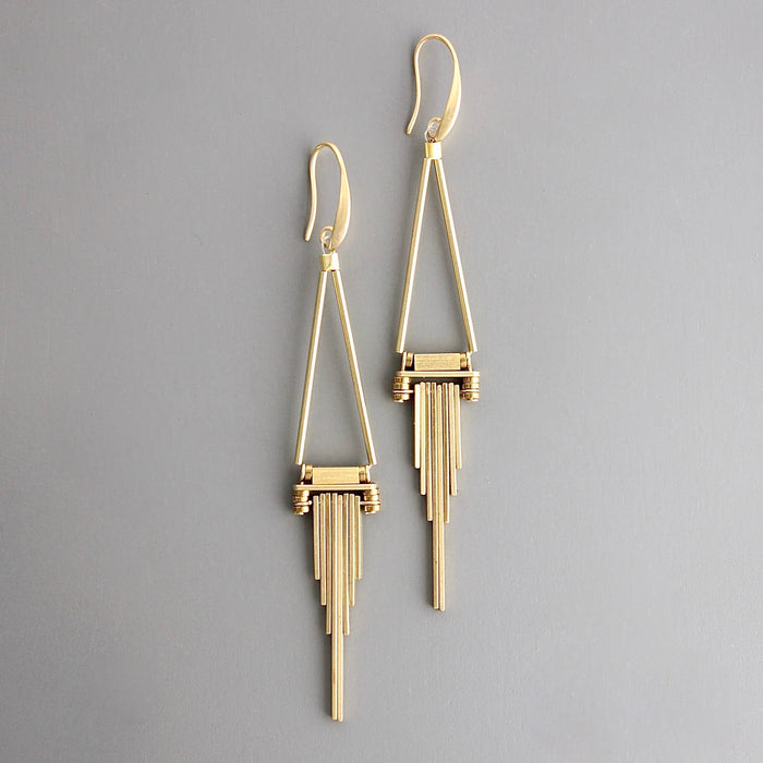 Geometric brass earrings