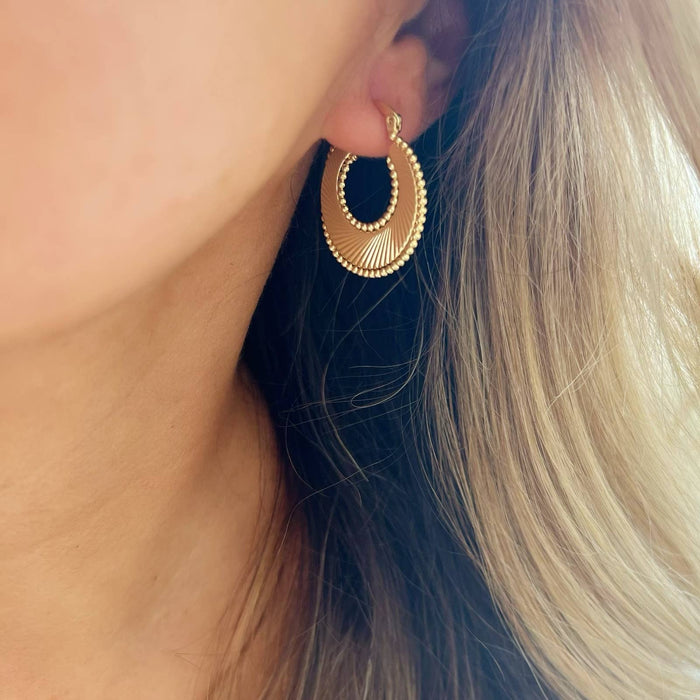 Gold Filled Sunburst Hoop Earring