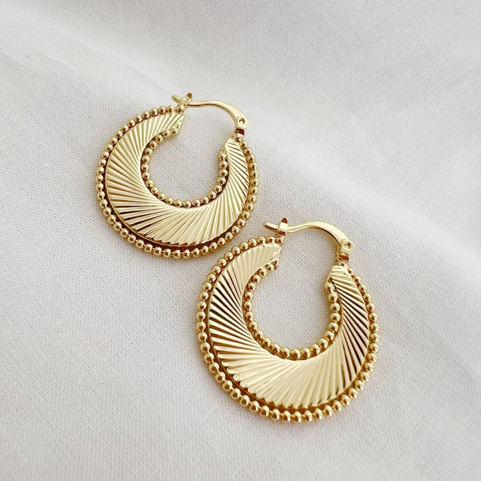 Gold Filled Sunburst Hoop Earring