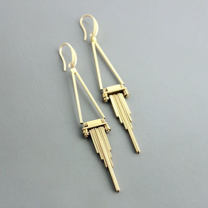 Geometric brass earrings