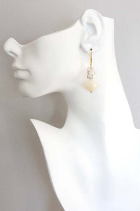 Natural Stone and Brass Earrings