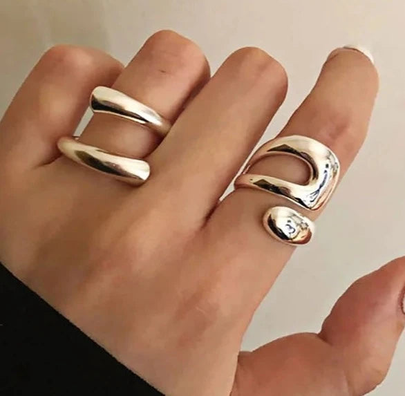 Minimalist Silver Adjustable Rings