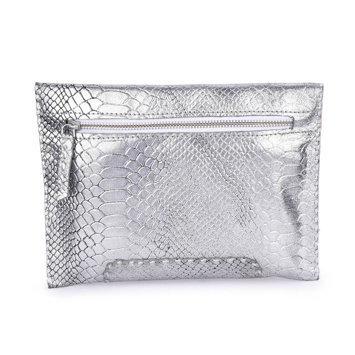 Croc Embossed Leather Clutch