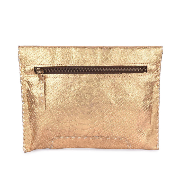 Croc Embossed Leather Clutch