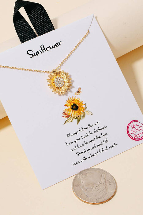 Dainty Sunflower Pendant Necklace