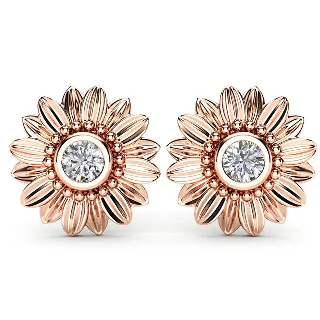 Sunflower Stud Earrings - Gold, Silver & Rose Gold