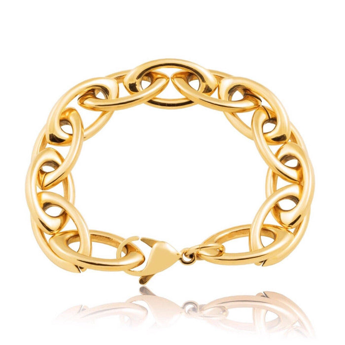 18k Gold Oval Link Water Proof Bracelet