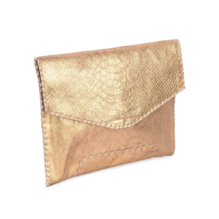 Croc Embossed Leather Clutch