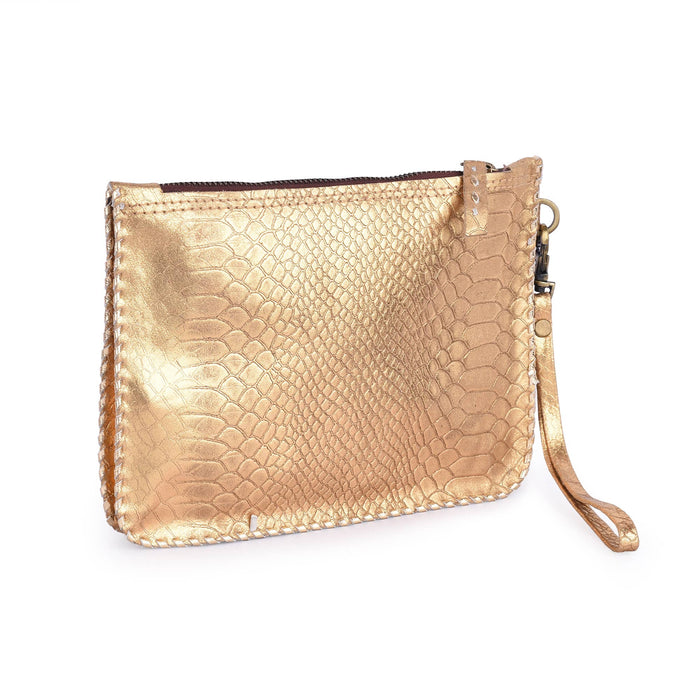 Laila Wristlet - Embossed Croc Leather