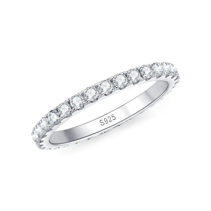 Sterling Silver 2MM Moissanite Row Ring