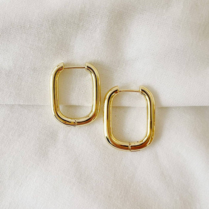 Gold Filled Rectangle Hoop Earrings