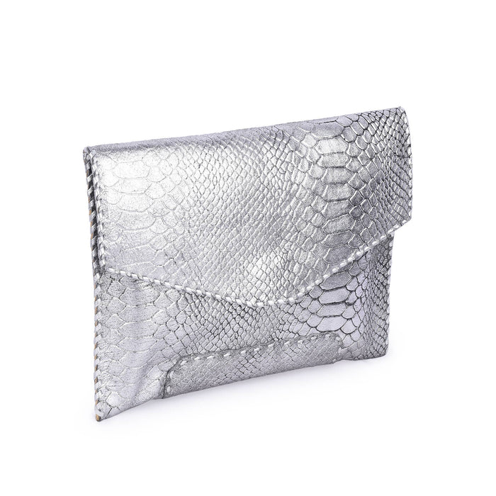 Croc Embossed Leather Clutch