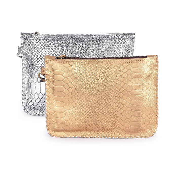 Laila Wristlet - Embossed Croc Leather