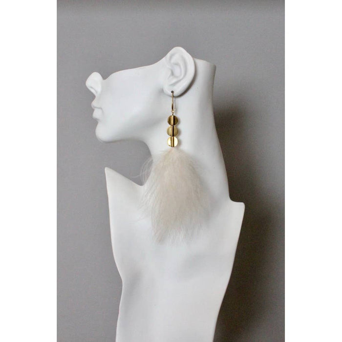 Blush Feather and Brass Earrings