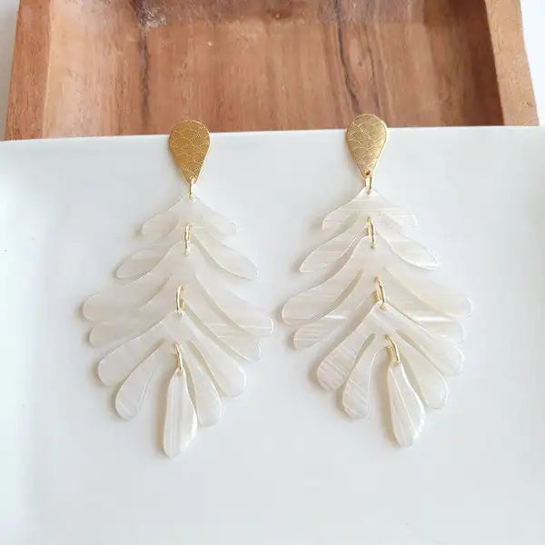 Seashell Palm Statement Earrings