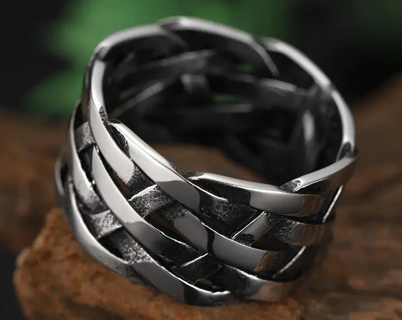 Stainless Steel Vintage Weave Rings