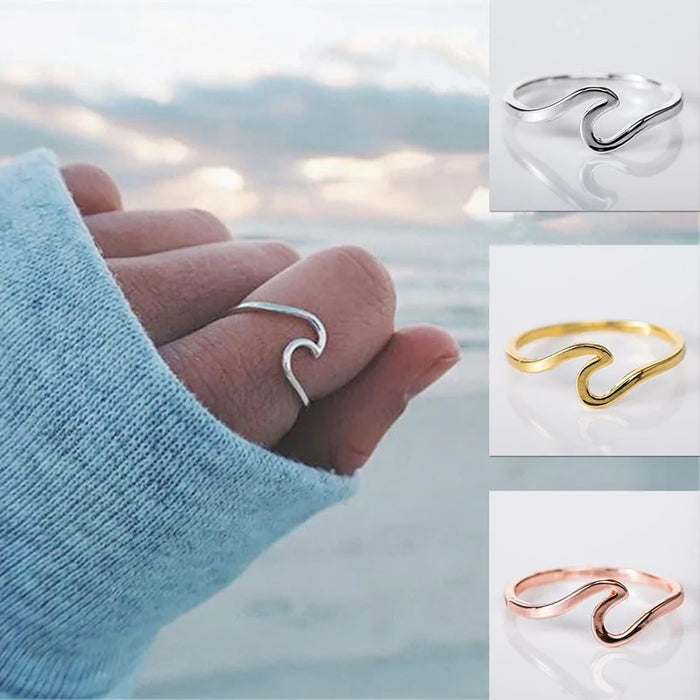 Ocean Wave Ring in Gold, Silver and Rose Gold