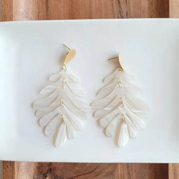 Seashell Palm Statement Earrings