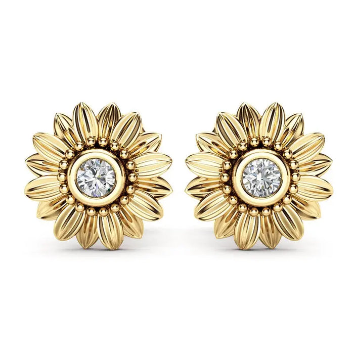 Sunflower Stud Earrings - Gold, Silver & Rose Gold