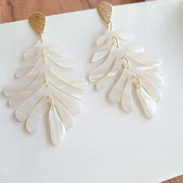 Seashell Palm Statement Earrings