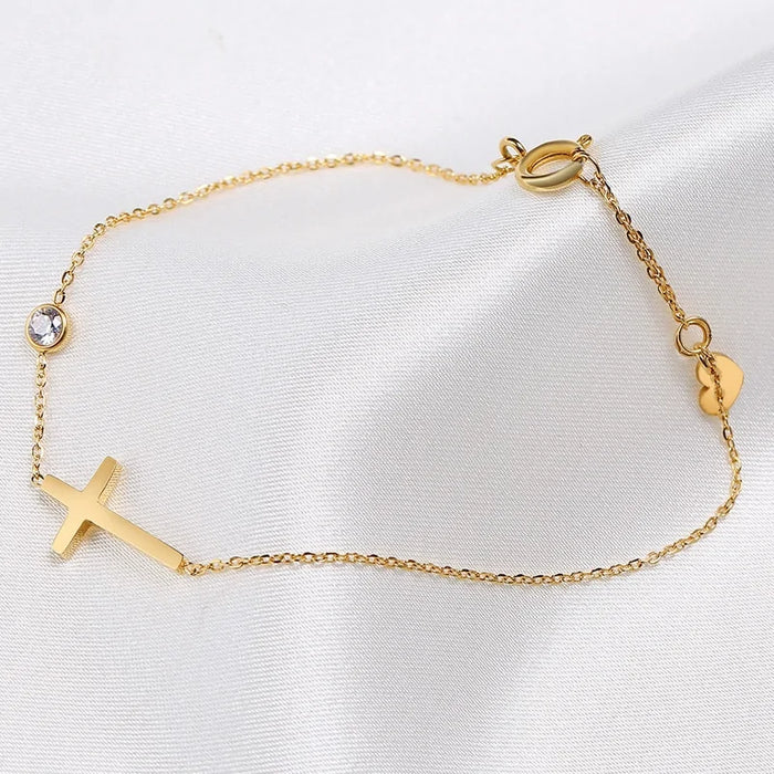 Cross Bracelet with Cubic Zirconia