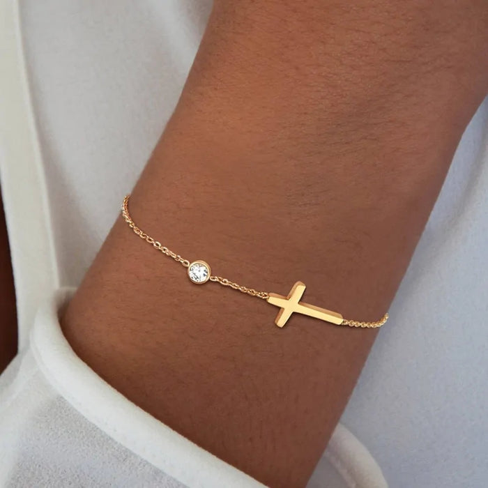 Cross Bracelet with Cubic Zirconia