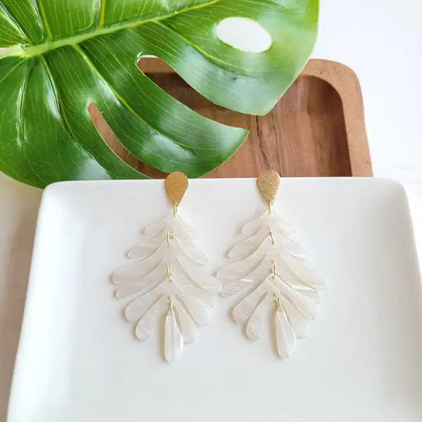 Seashell Palm Statement Earrings