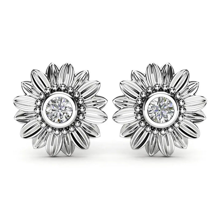 Sunflower Stud Earrings - Gold, Silver & Rose Gold