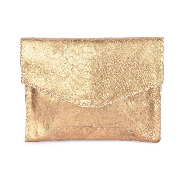 Croc Embossed Leather Clutch