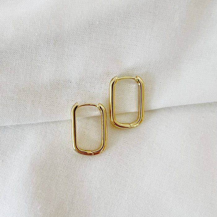 Gold Filled Rectangle Hoop Earrings