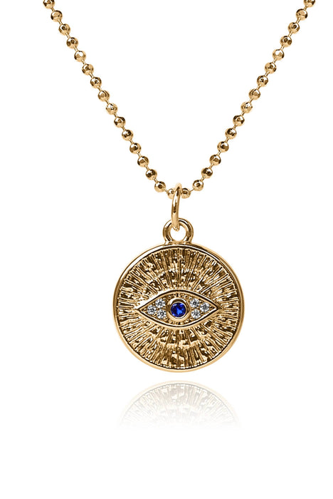 Sapphire Evil Eye Coin Necklace