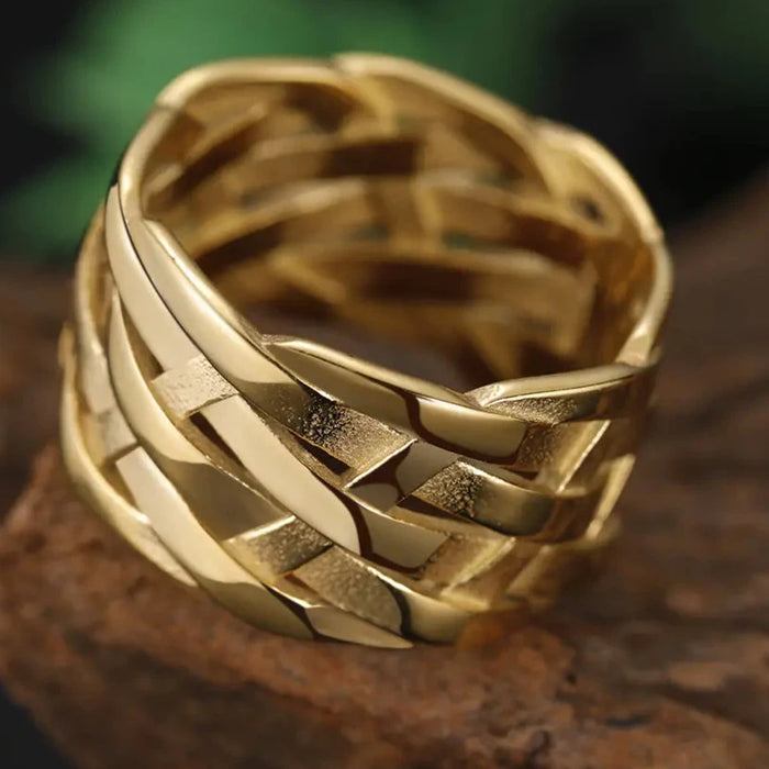 Stainless Steel Vintage Weave Rings