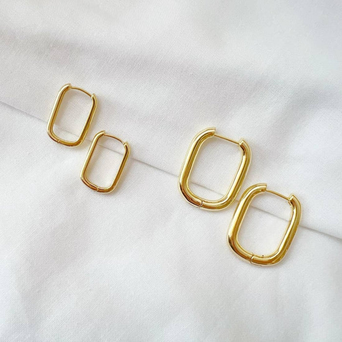 Gold Filled Rectangle Hoop Earrings