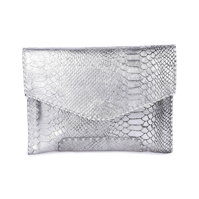 Croc Embossed Leather Clutch