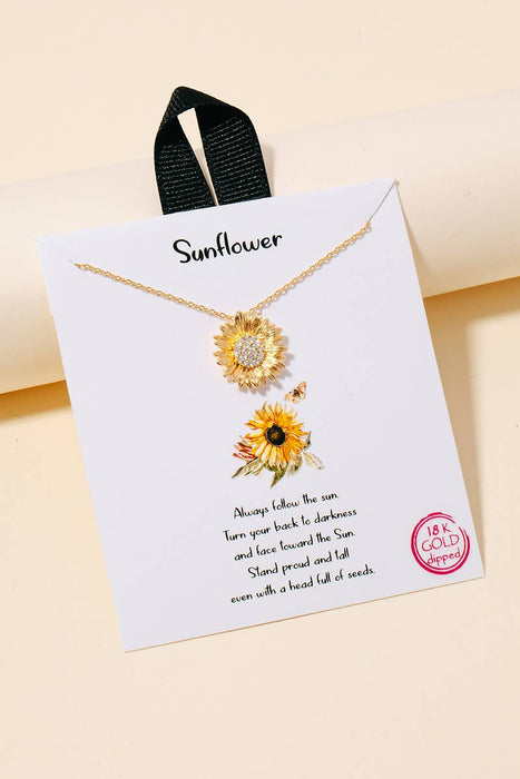 Dainty Sunflower Pendant Necklace