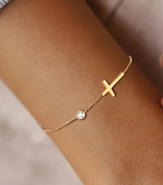 Cross Bracelet with Cubic Zirconia