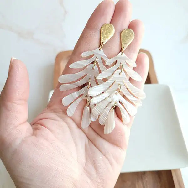 Seashell Palm Statement Earrings