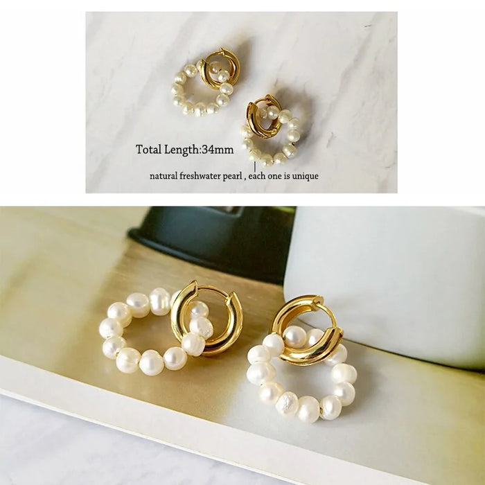 Freshwater Pearl Hoop Earrings