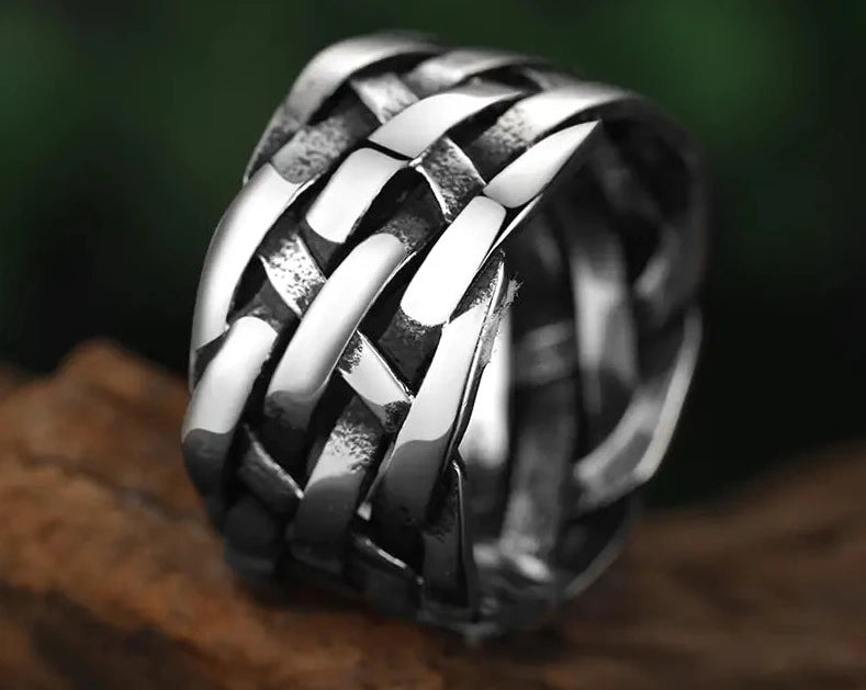 Stainless Steel Vintage Weave Rings