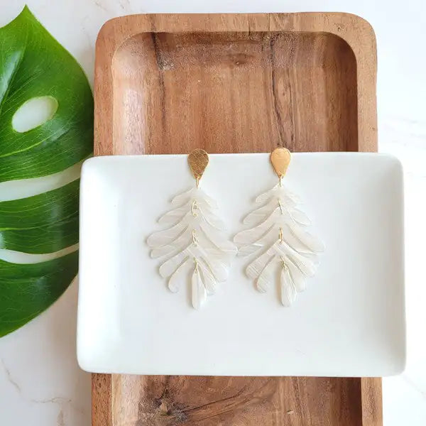 Seashell Palm Statement Earrings